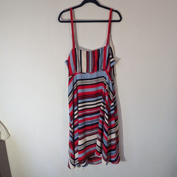 Cooper St Red Blue Striped Genuine Wrap Dress - Picture 4 of 7